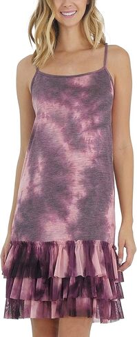 MELODY Women's lightweight layering lace ruffle knit full slip dress extender with adjustable straps in Saudi Arabia