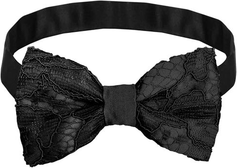 Made in Italy Men's Lace Pre Tied Bow Tie for Wing Collar Shirt, Adjustable, Silk in Saudi Arabia