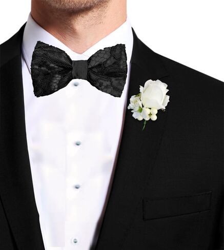 Made in Italy Men's Lace Pre Tied Bow Tie for Wing Collar Shirt, Adjustable, Silk in Saudi Arabia