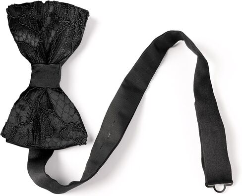 Made in Italy Men's Lace Pre Tied Bow Tie for Wing Collar Shirt, Adjustable, Silk in Saudi Arabia