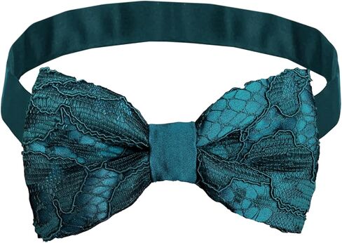 Made in Italy Men's Lace Pre Tied Bow Tie for Wing Collar Shirt, Adjustable, Silk in Saudi Arabia