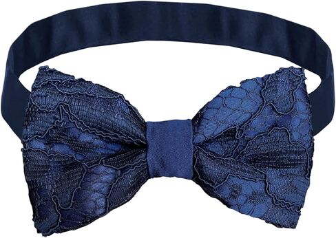 Made in Italy Men's Lace Pre Tied Bow Tie for Wing Collar Shirt, Adjustable, Silk in Saudi Arabia