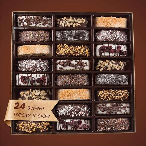 Barnetts Chocolate 24 Biscotti Gift Baskets, Gourmet Cookie Gifts Box for Him and Her Food Basket Delivery, Candy Ideas for Dad, Husband, Brother, Son, Father, Grandfather, Boyfriend, Wife, Mother Grandmother, Valentines Day Christmas Holiday Thanksgiving in Saudi Arabia