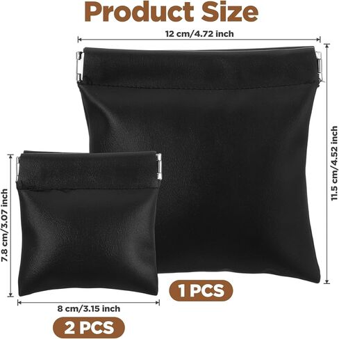 3 Pcs Leather Squeeze Coin Purse Pouch Change Holder Self-Closing Coin Pouch for Men No Zipper Small Change Purse Black Portable Small Makeup Bag Storage Travel fit Cosmetics Headphones Jewelry Women in Saudi Arabia