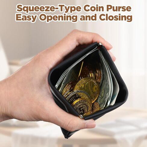 3 Pcs Leather Squeeze Coin Purse Pouch Change Holder Self-Closing Coin Pouch for Men No Zipper Small Change Purse Black Portable Small Makeup Bag Storage Travel fit Cosmetics Headphones Jewelry Women in Saudi Arabia