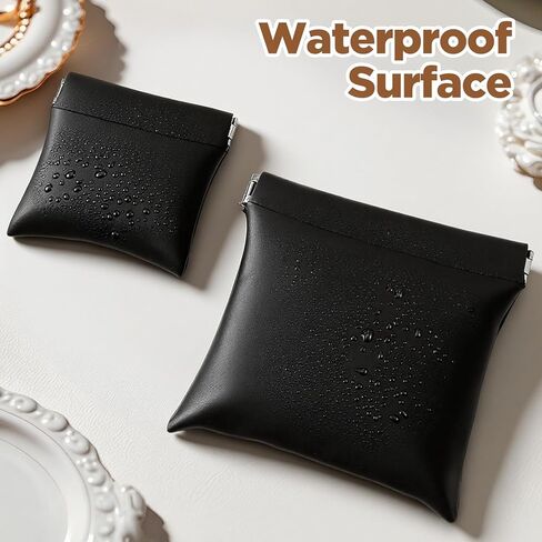 3 Pcs Leather Squeeze Coin Purse Pouch Change Holder Self-Closing Coin Pouch for Men No Zipper Small Change Purse Black Portable Small Makeup Bag Storage Travel fit Cosmetics Headphones Jewelry Women in Saudi Arabia