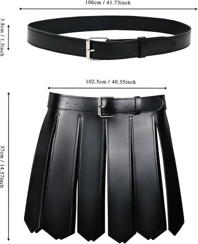 TINAYAUE Men Medieval Spartan Warrior Skirt, Halloween Cosplay Roman Gladiator Costume PU Leather Soldier Knight Armor Belt in Saudi Arabia