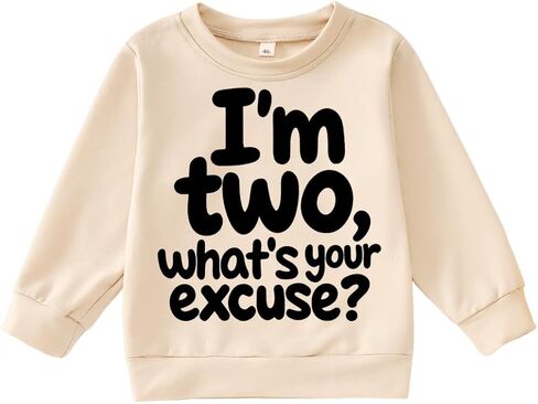 BOUTIKOME I'm Two Cute Sweatshirt For Toddler Girls 2nd Birthday Girl Outfit 2 Year Old Second Bday Party Long Sleeve Shirt in Saudi Arabia