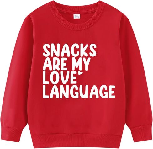 Toddler Valentines Sweatshirt Boys Girls Funny Snacks Are My Love Language Tops Kids Cute Love Holiday Outfit 2T in Kuwait