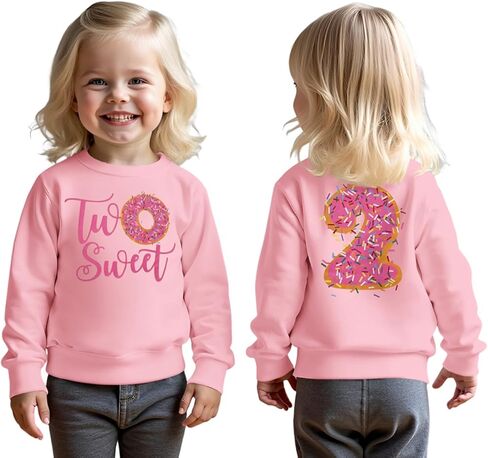 MODNTOGA Birthday Girl Sweatshirt Toddler Kids Two Sweet Print Donuts Graphic Long Sleeve Shirt 2T Bday Party Outfit Tops in Saudi Arabia