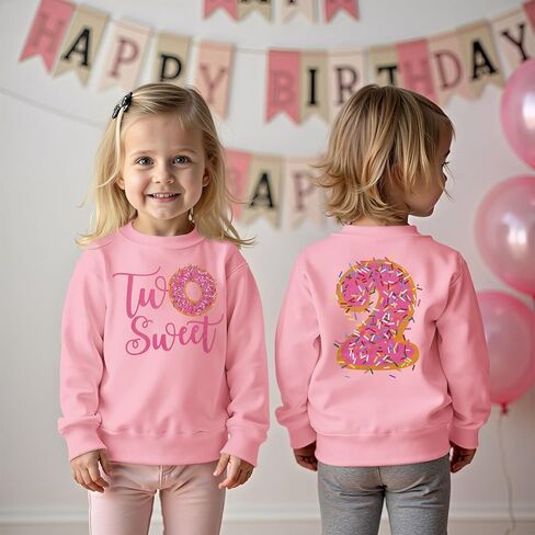 MODNTOGA Birthday Girl Sweatshirt Toddler Kids Two Sweet Print Donuts Graphic Long Sleeve Shirt 2T Bday Party Outfit Tops in Saudi Arabia