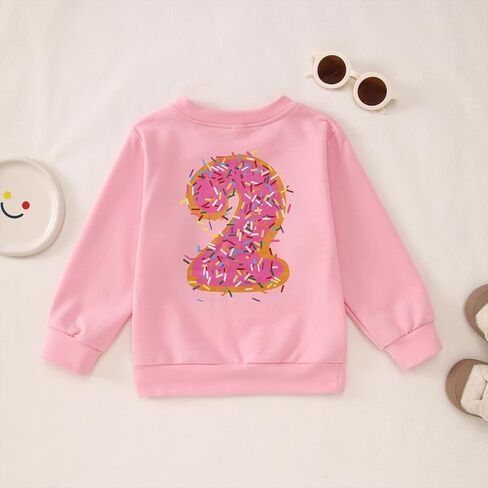 MODNTOGA Birthday Girl Sweatshirt Toddler Kids Two Sweet Print Donuts Graphic Long Sleeve Shirt 2T Bday Party Outfit Tops in Saudi Arabia