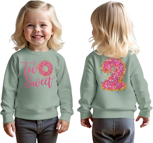 MODNTOGA Birthday Girl Sweatshirt Toddler Kids Two Sweet Print Donuts Graphic Long Sleeve Shirt 2T Bday Party Outfit Tops in Saudi Arabia