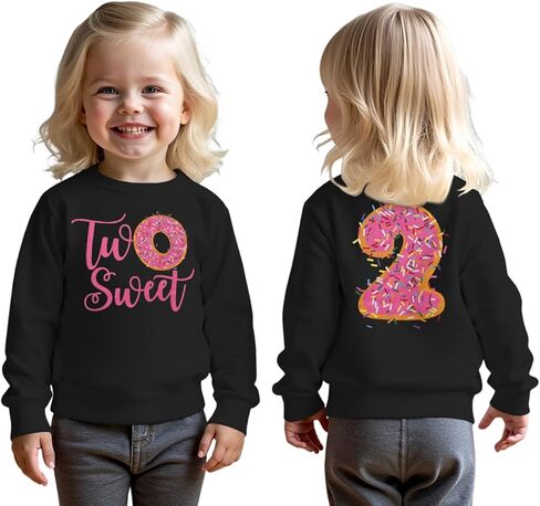 MODNTOGA Birthday Girl Sweatshirt Toddler Kids Two Sweet Print Donuts Graphic Long Sleeve Shirt 2T Bday Party Outfit Tops in Saudi Arabia