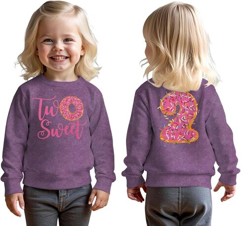 MODNTOGA Birthday Girl Sweatshirt Toddler Kids Two Sweet Print Donuts Graphic Long Sleeve Shirt 2T Bday Party Outfit Tops in Saudi Arabia