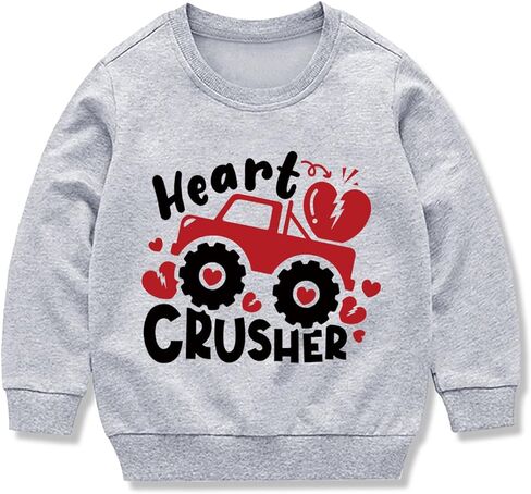 Toddler Valentines Sweatshirt Boys Girls Be Mine Monster Truck Heart Graphic Shirt Kids Long Sleeve Outfit Tops in Saudi Arabia