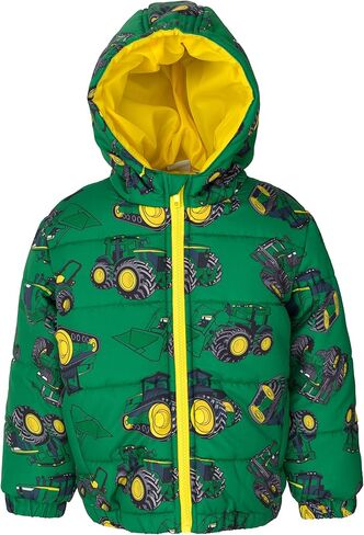 John Deere Tractor Zip Up Puffer Jacket Toddler to Little Kid Sizes (2T - 7-8) in Saudi Arabia