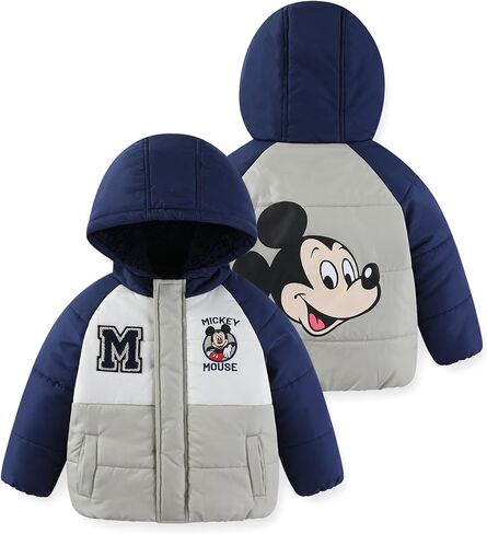 Disney Mickey Mouse Boys Color Block Puffer Coat Jacket for Toddler and Big Kids in Saudi Arabia