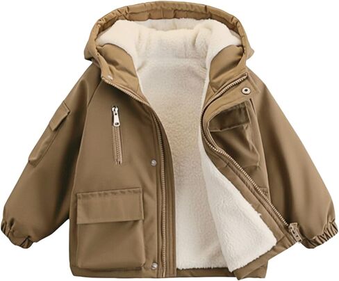 3-14 Years Boys Fall Winter Coats Wind Water-Resistant Puffer Jacket Warm Fleece-Lined Hooded Clothes in Saudi Arabia