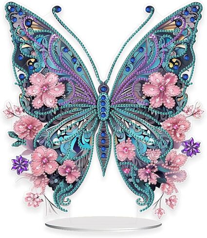 Eiflow Desktop Diamond Art Ornament Kit for Adults Flower, 9.8x9.6inch DIY Tabletop Diamonds Painting Kit, Acrylic Stand Up Gem Painting Board Kit ﻿ in Kuwait