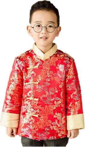 Chinese Traditional Children Coat Dragon Boy Greatcoat Jacket Outfits Spring Festival in Saudi Arabia