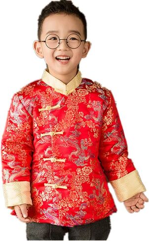 Chinese Traditional Children Coat Dragon Boy Greatcoat Jacket Outfits Spring Festival in Saudi Arabia