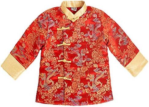 Chinese Traditional Children Coat Dragon Boy Greatcoat Jacket Outfits Spring Festival in Saudi Arabia