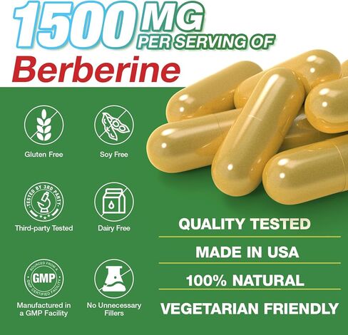 Berberine Supplement 1500mg - Premium Berberine HCl 97% Purity Berberine Plus Pure Ceylon Cinnamon, High Potency Berberine for Men Women, Non-GMO Vegan 2Pack in Saudi Arabia