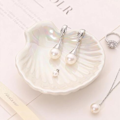 Ring Dish Shell Shape Ceramic Jewelry Dish Tray Shell Trinket Dishes Cute Organizer Plate Rings Earrings Necklaces Keys Decorations Accessories for Mom Home Decor in Kuwait