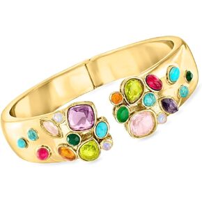 Ross-Simons 14kt Yellow Gold-Plated Cuff Bracelet With Simulated Multicolored Gemstones in Saudi Arabia