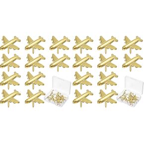 VILLCASE 24pcs Airplane Push Pins, Decorative Thumb Tacks for Bulletin Board, Metal Safe Pushpin Artworks Notes Drawing Photo Push Pins Office School Supplies Gold in Kuwait