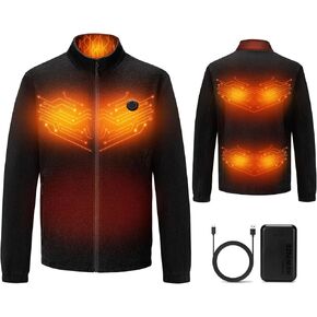 سترة صوفية مُدفأة للرجال من HEWINZE، تدفئة بـ 5 مناطق مع 3 إعدادات لدرجة الحرارة وتحكم بزر واحد للاستخدام في الهواء الطلق والعمل in Kuwait