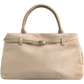 حقيبة حمل من جلد الغزال الأساسي للنساء - محفظة كتف من جلد الغزال الصخور ، حقيبة يد كبيرة للأزياء للعمل والسفر in Kuwait