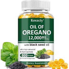 150 كبسولة هلامية من زيت الأوريجانو مع زيت الحبة السوداء، مكمل أوريجانو 2 في 1 لصحة المناعة، يحتفظ بالكارفاكرول والثيموكينون عالي التركيز، غير معدل وراثيًا، عبوة واحدة in Kuwait
