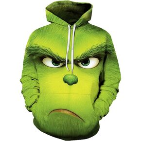 Men Green Pullover Hoodie Christmas Halloween Uniform Stage Performance Outfit in Kuwait