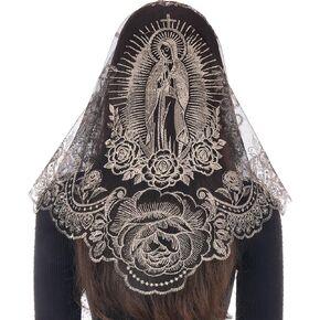 Bozidol Mantilla Veils for Church Catholic, Triangle Virgen de Guadalupe Lace Chapel Veil Latin Mass Head Coverings for Women in Saudi Arabia