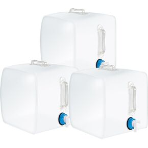 3 Pack Collapsible Water Container with Spigot, 5.3 Gallon Foldable Camping Water Container Portable Camping Water Storage Carrier Jug for Outdoors Hiking Backpack Emergency Kit in Kuwait