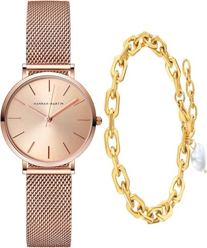 Gold Watches for Women Classic Round Dial Analog Quartz Wristwatch Waterproof Stainless Steel Bracelet Watch in Saudi Arabia