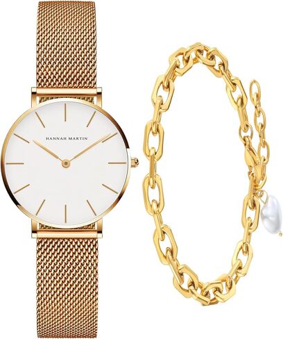 Gold Watches for Women Classic Round Dial Analog Quartz Wristwatch Waterproof Stainless Steel Bracelet Watch in Saudi Arabia
