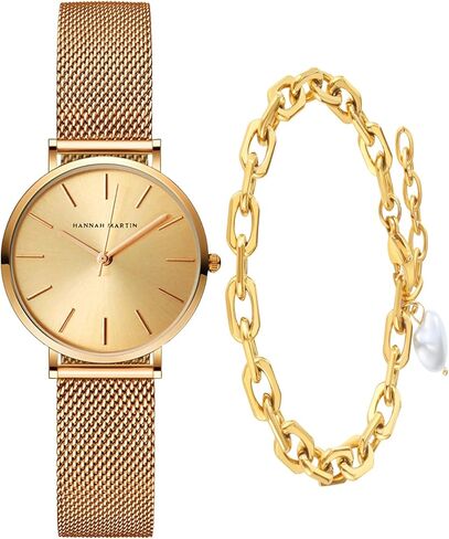 Gold Watches for Women Classic Round Dial Analog Quartz Wristwatch Waterproof Stainless Steel Bracelet Watch in Saudi Arabia