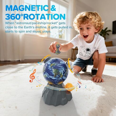 Magnetic Musical Rotating Ball,Space Toys for Kids 3 4 5 6 7 8 9 10 Year Old Boys Girls Sensory Toys for Toddlers Birthday Gifts Educational STEM Toy Playset with Astronauts Rocket Spacecraft Planet in Saudi Arabia
