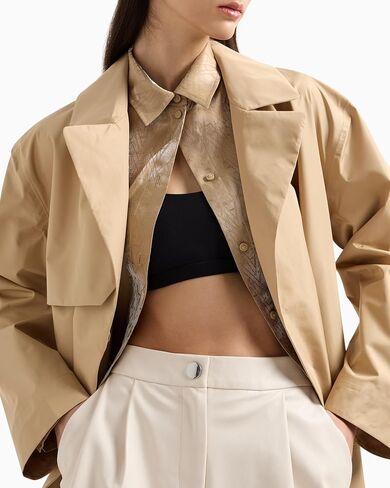 Armani Exchange womens Trench Coat With Monogram Logo Print Inside in Saudi Arabia