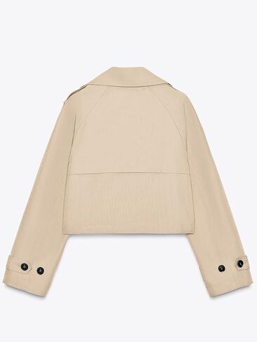 ELLEVEN Womens Cropped Trench Coat, Casual Double Breasted Short Jackets Long Sleeve Loose Fit Fall Coats Fashion Outwear in Saudi Arabia