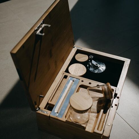 Large Bamboo Storage Box - With Lock, Smell Proof Jars, Tray - Grinder, Decorative Wooden Organizer, 4 Smell Proof Glass Jars & Accessories (Green) in Saudi Arabia