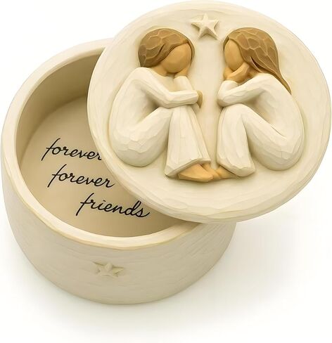 Forever Friends Resin Keepsake Box – Hand-Painted Friendship Gift Box with Two Angel Figures, 3" x 2"H – Sentimental Gift for Women, Best Friends, Birthday, or Sympathy (Friendship) in Saudi Arabia