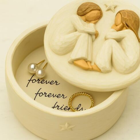 Forever Friends Resin Keepsake Box – Hand-Painted Friendship Gift Box with Two Angel Figures, 3" x 2"H – Sentimental Gift for Women, Best Friends, Birthday, or Sympathy (Friendship) in Saudi Arabia