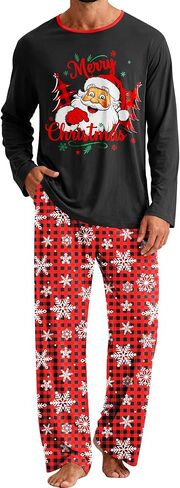 Mens Pajamas Set Soft Pjs Long Sleeve Sleep Set Lightweight Sleepwear 2-Piece Plaid Lounge Set with Pockets M-XL in Saudi Arabia