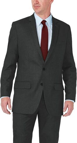 J.M. Haggar Men's Premium Stretch Tailored Fit Subtle Pattern Suit Separates-Pants, Medium Taupe-Jacket, 44 R in Kuwait