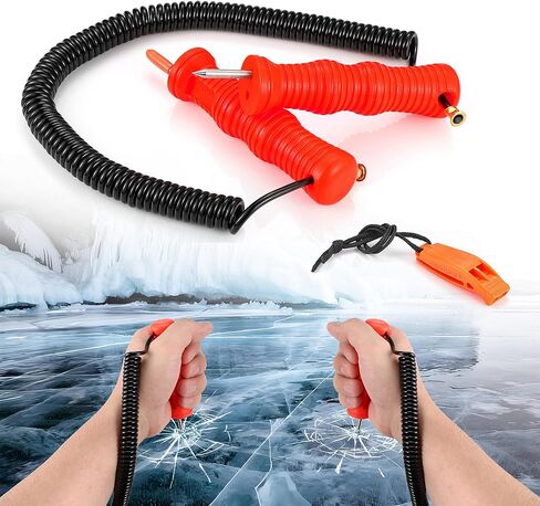 2 Packs Retractable Ice Awls, Ice Fishing Safety Picks Kit with Whistle Ice Fishing Accessories for Ice Fishing, Ice Skating, Ice Safety Spikes, Skating Sled Walking On Ice Protection in Saudi Arabia
