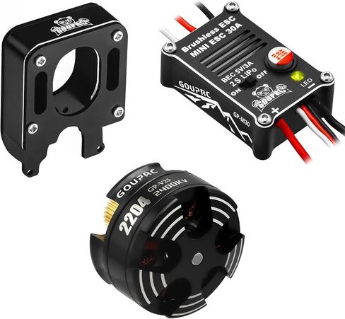 محرك خارجي بدون فرشاة GOUPRC 2204 2400KV مع ناقل حركة وEsc 30A بدون فرشاة مع دواسات لشاحنة سيارة SCX24 RC محورية 1/24 RC in Kuwait